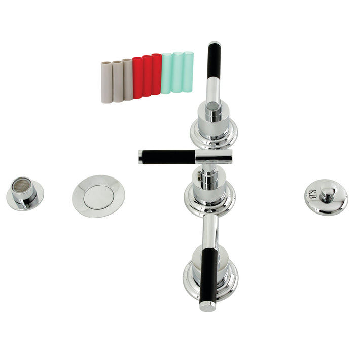 Kingston Sona KB6321CKL - Kaiser Three-Handle Deck Mount Vertical Spray Bidet Faucet with Brass Pop-Up, Polished Chrome