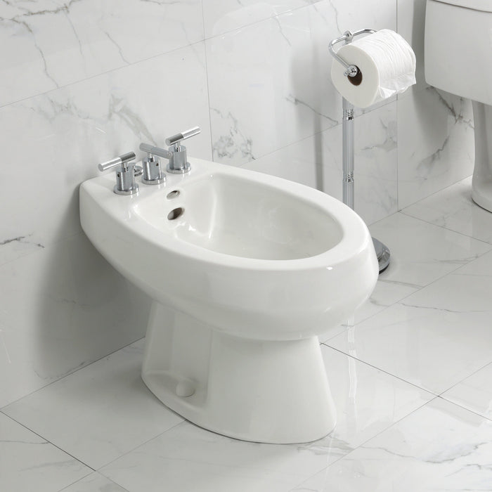 Convergent KB6321KNL Three-Handle Deck Mount Bidet Faucet with Knurled Handle and Brass Pop-Up, Polished Chrome