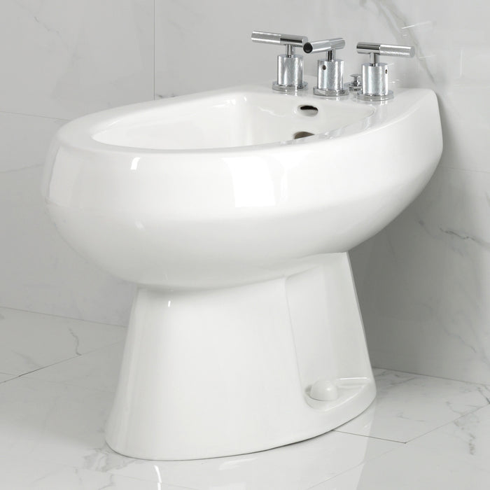 Convergent KB6321KNL Three-Handle Deck Mount Bidet Faucet with Knurled Handle and Brass Pop-Up, Polished Chrome