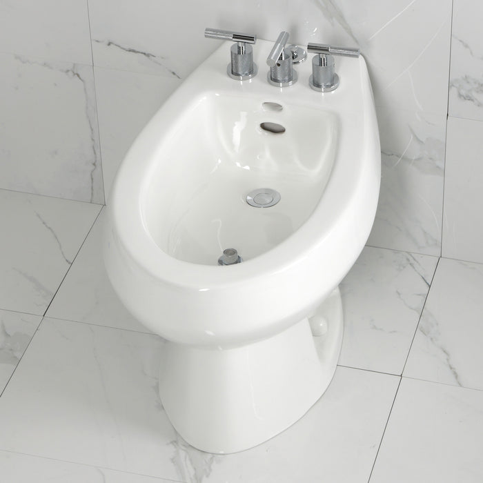 Convergent KB6321KNL Three-Handle Deck Mount Bidet Faucet with Knurled Handle and Brass Pop-Up, Polished Chrome