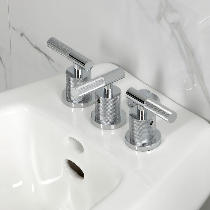 Convergent KB6321KNL Three-Handle Deck Mount Bidet Faucet with Knurled Handle and Brass Pop-Up, Polished Chrome