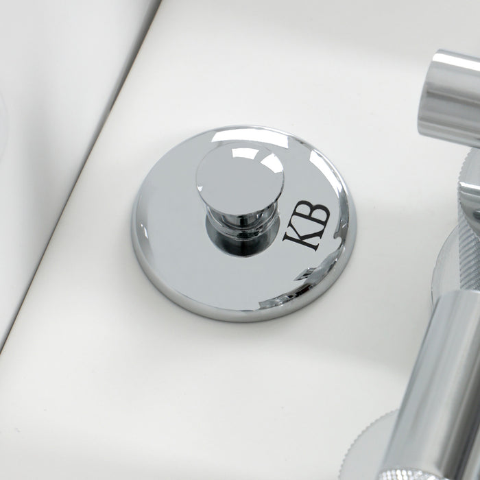 Convergent KB6321KNL Three-Handle Deck Mount Bidet Faucet with Knurled Handle and Brass Pop-Up, Polished Chrome