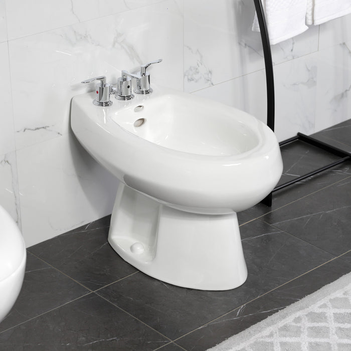 Serena KB6321SVL Three-Handle Deck Mount Vertical Spray Bidet Faucet with Brass Pop-Up, Polished Chrome