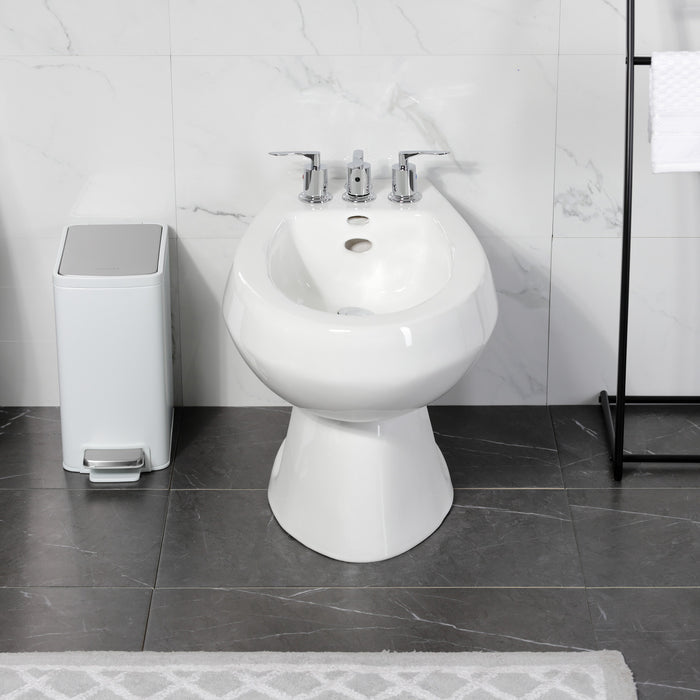 Serena KB6321SVL Three-Handle Deck Mount Vertical Spray Bidet Faucet with Brass Pop-Up, Polished Chrome