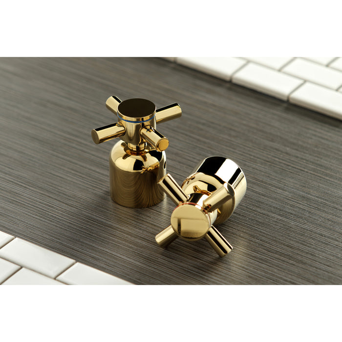 Kingston Sona KB6322DX - Concord Three-Handle Deck Mount Vertical Spray Bidet Faucet with Brass Pop-Up, Polished Brass