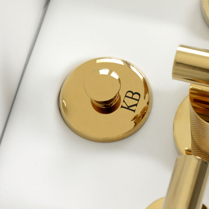 Convergent KB6322KNL Three-Handle Deck Mount Bidet Faucet with Knurled Handle and Brass Pop-Up, Polished Brass