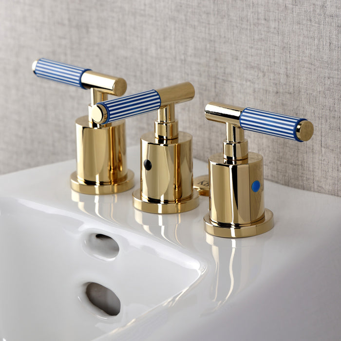 Kingston Sona KB6322KPS - Verona Three-Handle Bidet Faucet with Knurled Handle and Brass Pop-Up, Polished Brass