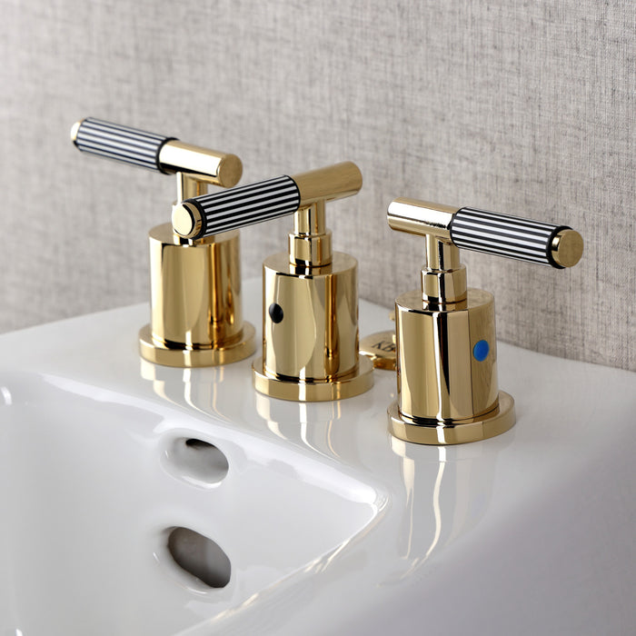 Kingston Sona KB6322KPS - Verona Three-Handle Bidet Faucet with Knurled Handle and Brass Pop-Up, Polished Brass