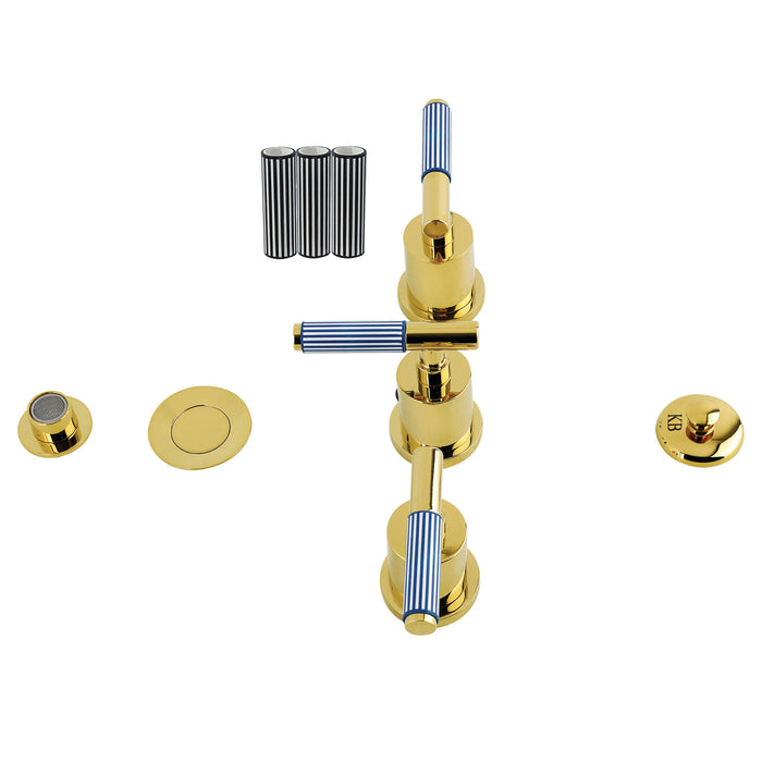 Kingston Sona KB6322KPS - Verona Three-Handle Bidet Faucet with Knurled Handle and Brass Pop-Up, Polished Brass