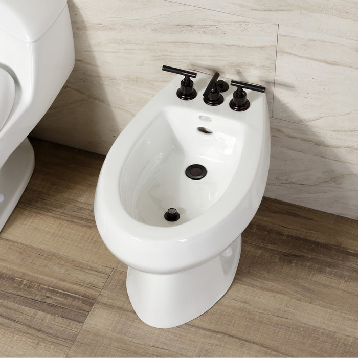 Kingston Sona KB6325CKL - Kaiser Three-Handle Deck Mount Vertical Spray Bidet Faucet with Brass Pop-Up, Oil Rubbed Bronze