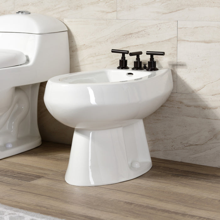 Kingston Sona KB6325CML - Manhattan Three-Handle Deck Mount Vertical Spray Bidet Faucet with Brass Pop-Up, Oil Rubbed Bronze