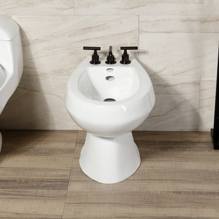 Kingston Sona KB6325CML - Manhattan Three-Handle Deck Mount Vertical Spray Bidet Faucet with Brass Pop-Up, Oil Rubbed Bronze