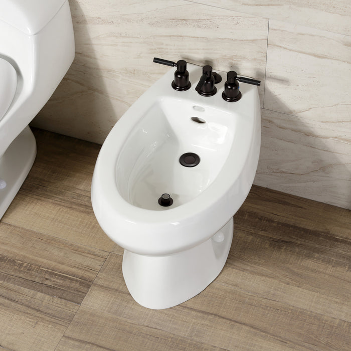 Kingston Sona KB6325DKL - Kaiser Three-Handle Deck Mount Vertical Spray Bidet Faucet with Brass Pop-Up, Oil Rubbed Bronze