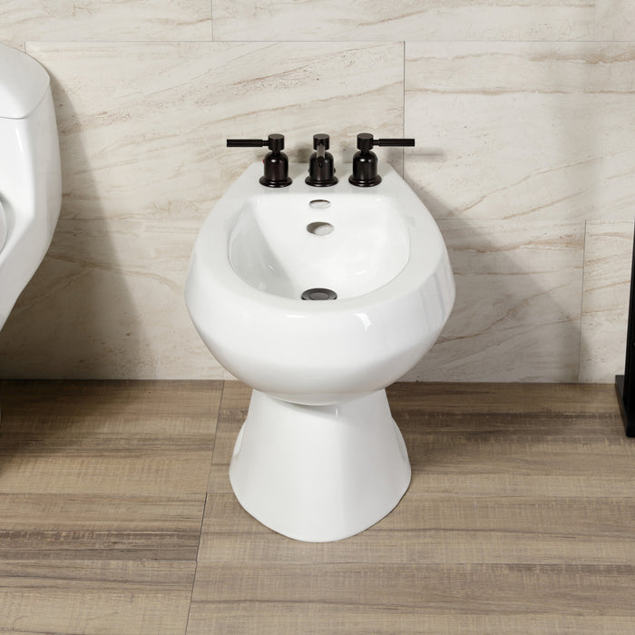 Kingston Sona KB6325DL - Concord Three-Handle Deck Mount Vertical Spray Bidet Faucet with Brass Pop-Up, Oil Rubbed Bronze