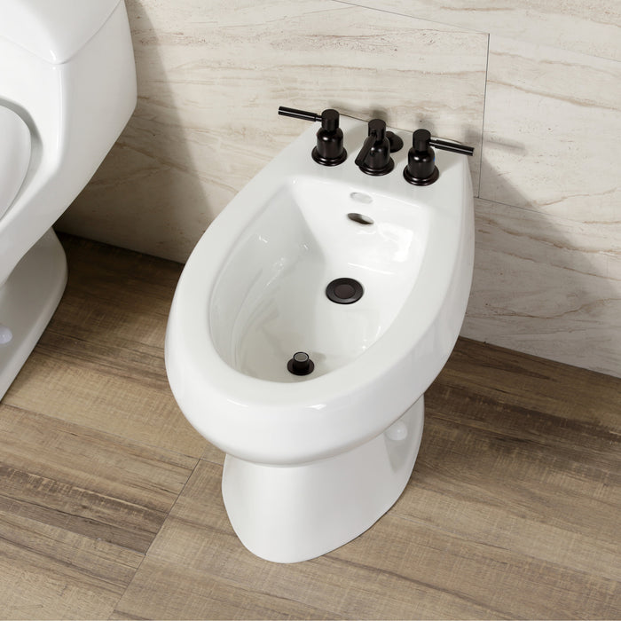 Kingston Sona KB6325DL - Concord Three-Handle Deck Mount Vertical Spray Bidet Faucet with Brass Pop-Up, Oil Rubbed Bronze