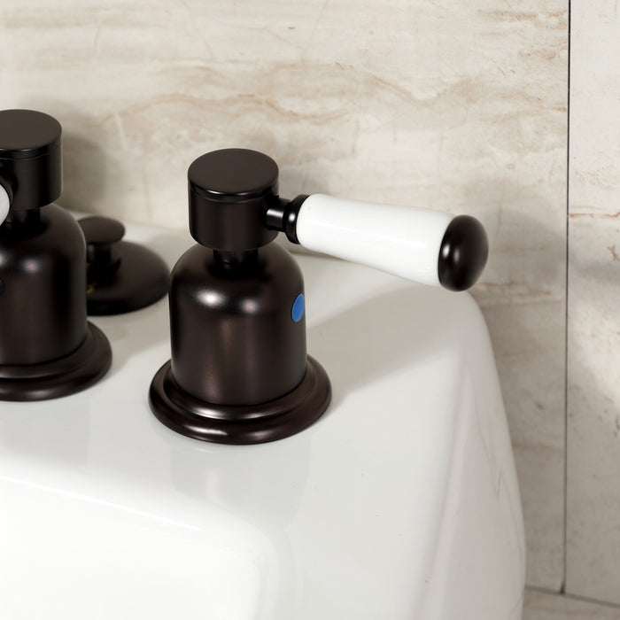 Kingston Tulare KB6325DPL - Paris Three-Handle Deck Mount Vertical Spray Bidet Faucet with Brass Pop-Up, Oil Rubbed Bronze