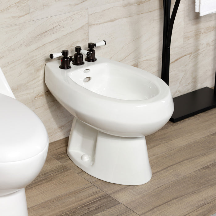 Kingston Tulare KB6325DPL - Paris Three-Handle Deck Mount Vertical Spray Bidet Faucet with Brass Pop-Up, Oil Rubbed Bronze