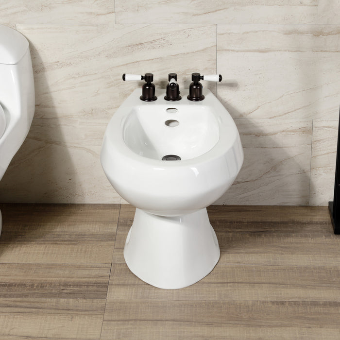 Kingston Tulare KB6325DPL - Paris Three-Handle Deck Mount Vertical Spray Bidet Faucet with Brass Pop-Up, Oil Rubbed Bronze