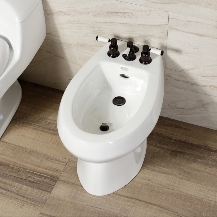 Kingston Tulare KB6325DPL - Paris Three-Handle Deck Mount Vertical Spray Bidet Faucet with Brass Pop-Up, Oil Rubbed Bronze