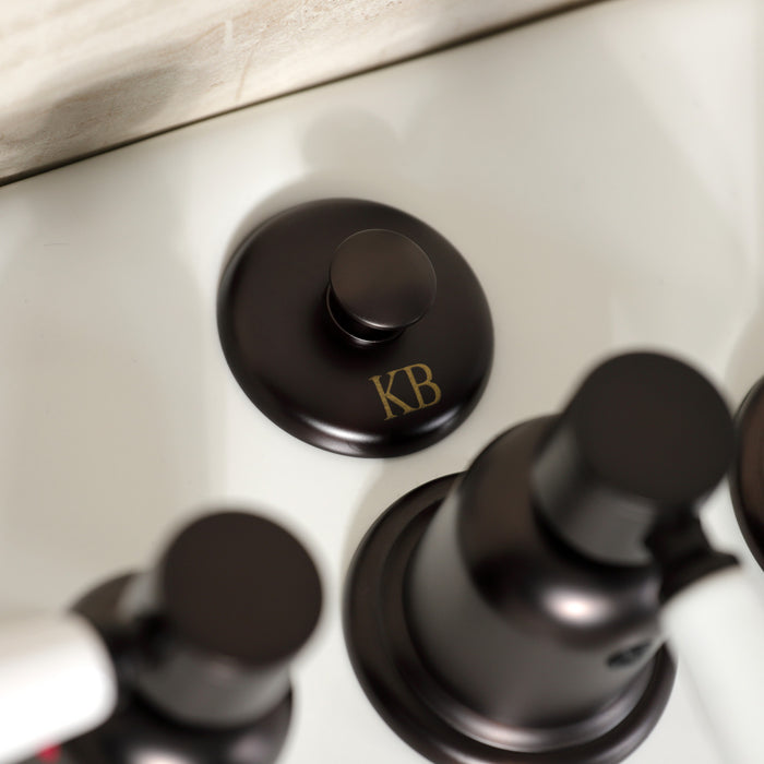 Kingston Tulare KB6325DPL - Paris Three-Handle Deck Mount Vertical Spray Bidet Faucet with Brass Pop-Up, Oil Rubbed Bronze