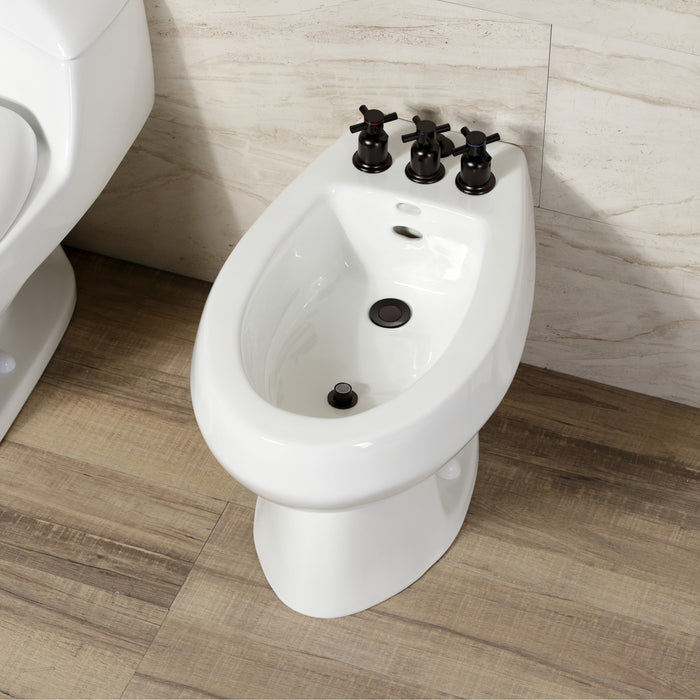 Kingston Sona KB6325DX - Concord Three-Handle Deck Mount Vertical Spray Bidet Faucet with Brass Pop-Up, Oil Rubbed Bronze