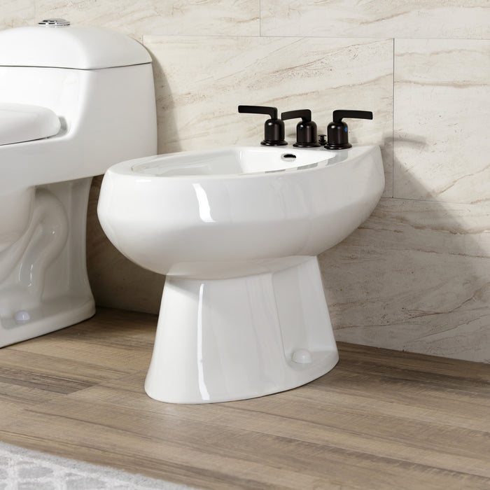 Centurion KB6325EFL Three-Handle Deck Mount Vertical Spray Bidet Faucet with Brass Pop-Up, Oil Rubbed Bronze