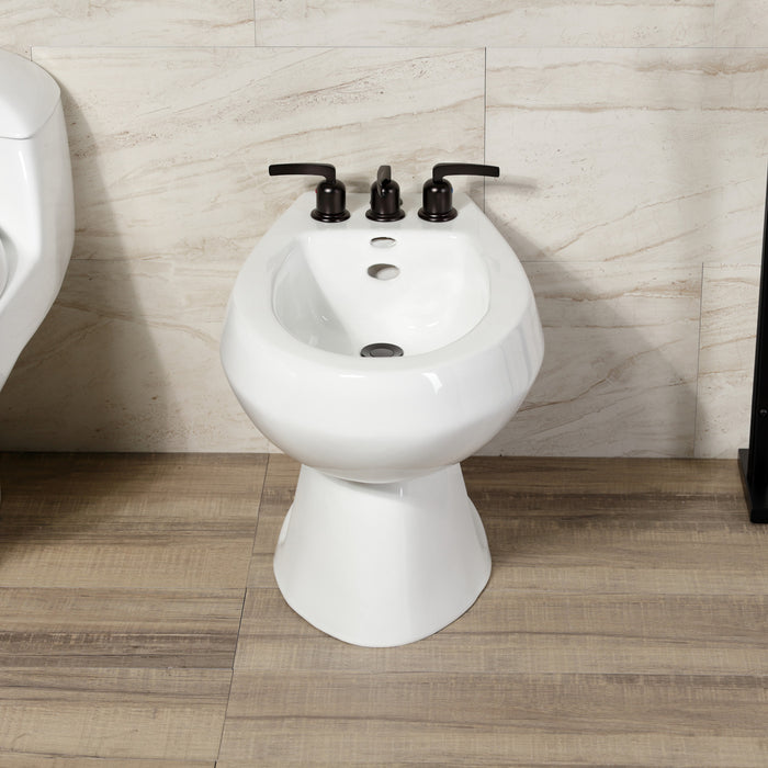 Centurion KB6325EFL Three-Handle Deck Mount Vertical Spray Bidet Faucet with Brass Pop-Up, Oil Rubbed Bronze