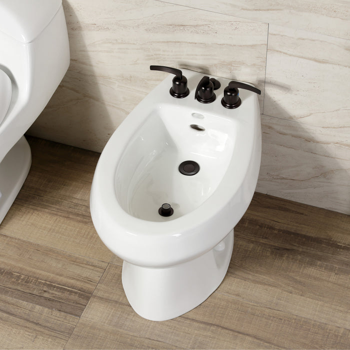 Centurion KB6325EFL Three-Handle Deck Mount Vertical Spray Bidet Faucet with Brass Pop-Up, Oil Rubbed Bronze