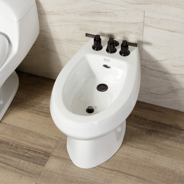 Kingston Sona KB6325NDL - NuvoFusion Three-Handle Deck Mount Vertical Spray Bidet Faucet with Brass Pop-Up, Oil Rubbed Bronze