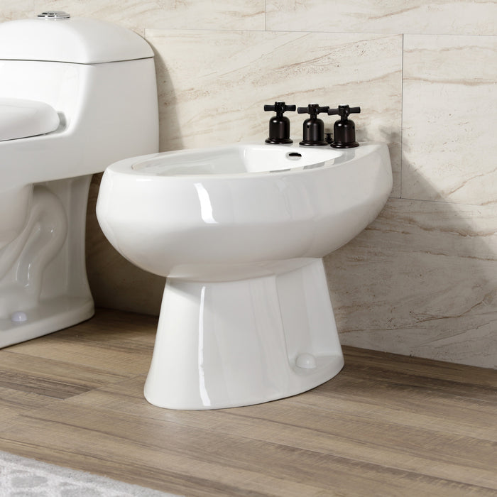 Kingston Tulare KB6325ZX - Millennium Three-Handle Deck Mount Vertical Spray Bidet Faucet with Brass Pop-Up, Oil Rubbed Bronze