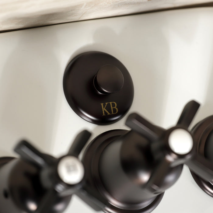 Kingston Tulare KB6325ZX - Millennium Three-Handle Deck Mount Vertical Spray Bidet Faucet with Brass Pop-Up, Oil Rubbed Bronze