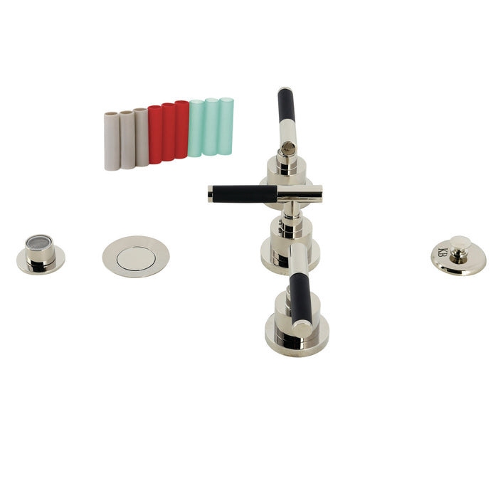 Kaiser KB6326CKL Three-Handle Deck Mount Vertical Spray Bidet Faucet with Brass Pop-Up, Polished Nickel