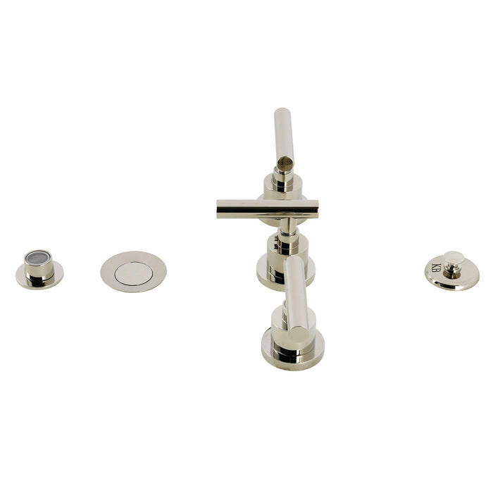 Kingston Sona KB6326CML - Manhattan Three-Handle Deck Mount Vertical Spray Bidet Faucet with Brass Pop-Up, Polished Nickel