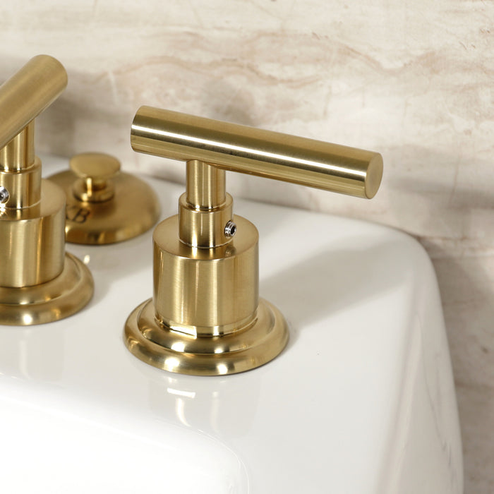 Kingston Sona KB6327CML - Manhattan Three-Handle Deck Mount Vertical Spray Bidet Faucet with Brass Pop-Up, Brushed Brass