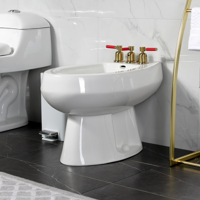 Kingston Sona KB6327DKL - Kaiser Three-Handle Deck Mount Vertical Spray Bidet Faucet with Brass Pop-Up, Brushed Brass