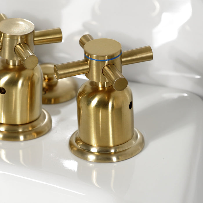 Kingston Sona KB6327DX - Concord Three-Handle Deck Mount Vertical Spray Bidet Faucet with Brass Pop-Up, Brushed Brass