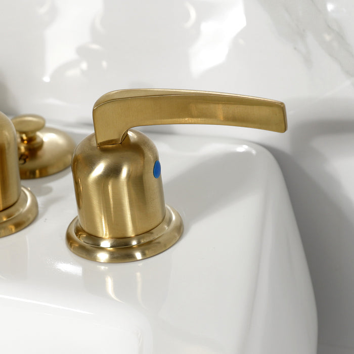 Kingston Tulare KB6327EFL - Centurion Three-Handle Deck Mount Vertical Spray Bidet Faucet with Brass Pop-Up, Brushed Brass
