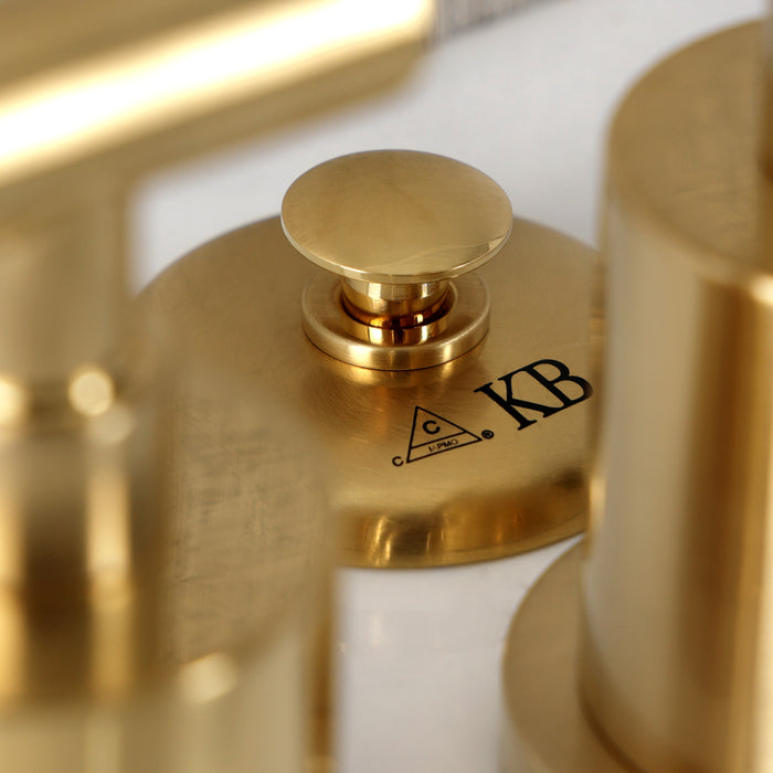 Kingston Sona KB6327KPS - Verona Three-Handle Bidet Faucet with Knurled Handle and Brass Pop-Up, Brushed Brass