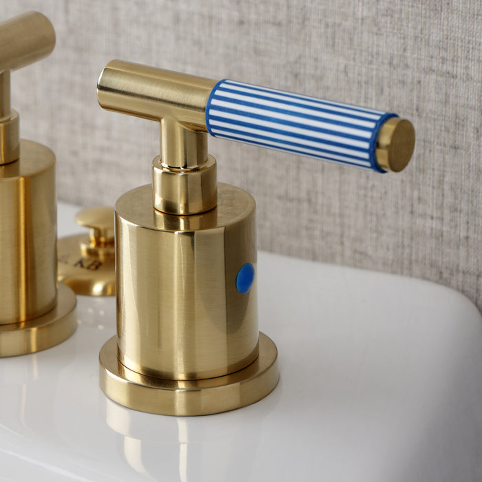 Kingston Sona KB6327KPS - Verona Three-Handle Bidet Faucet with Knurled Handle and Brass Pop-Up, Brushed Brass