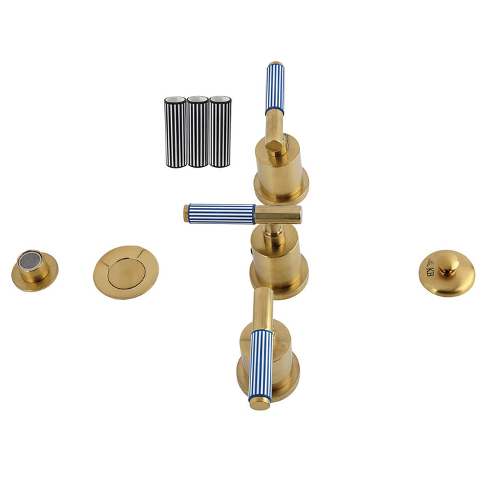 Kingston Sona KB6327KPS - Verona Three-Handle Bidet Faucet with Knurled Handle and Brass Pop-Up, Brushed Brass