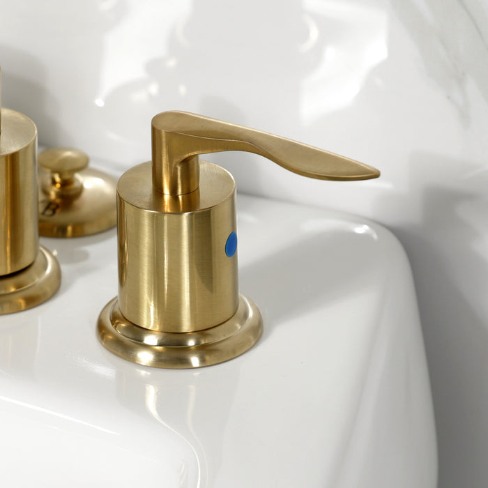 Kingston Tulare KB6327SVL - Serena Three-Handle Deck Mount Vertical Spray Bidet Faucet with Brass Pop-Up, Brushed Brass