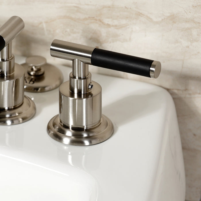 Kaiser KB6328CKL Three-Handle Deck Mount Vertical Spray Bidet Faucet with Brass Pop-Up, Brushed Nickel