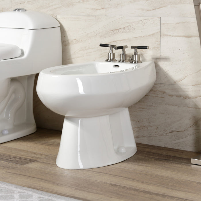 Kaiser KB6328CKL Three-Handle Deck Mount Vertical Spray Bidet Faucet with Brass Pop-Up, Brushed Nickel