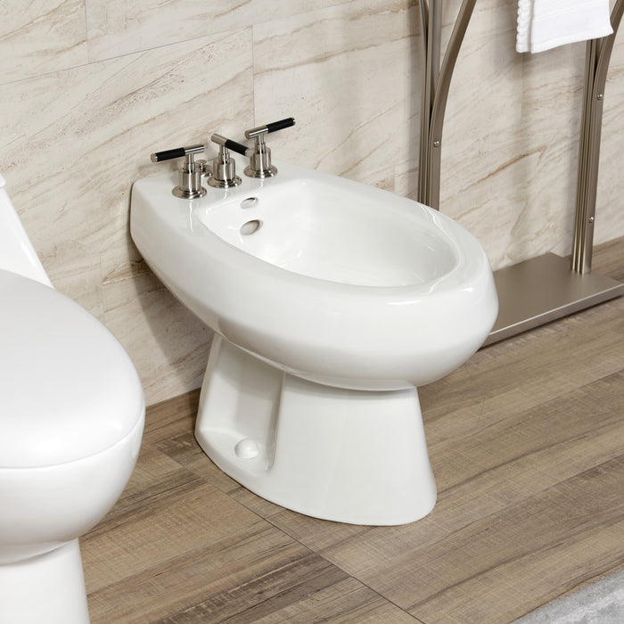 Kaiser KB6328CKL Three-Handle Deck Mount Vertical Spray Bidet Faucet with Brass Pop-Up, Brushed Nickel