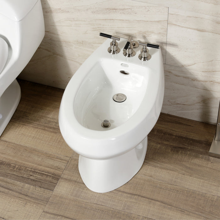 Kaiser KB6328CKL Three-Handle Deck Mount Vertical Spray Bidet Faucet with Brass Pop-Up, Brushed Nickel