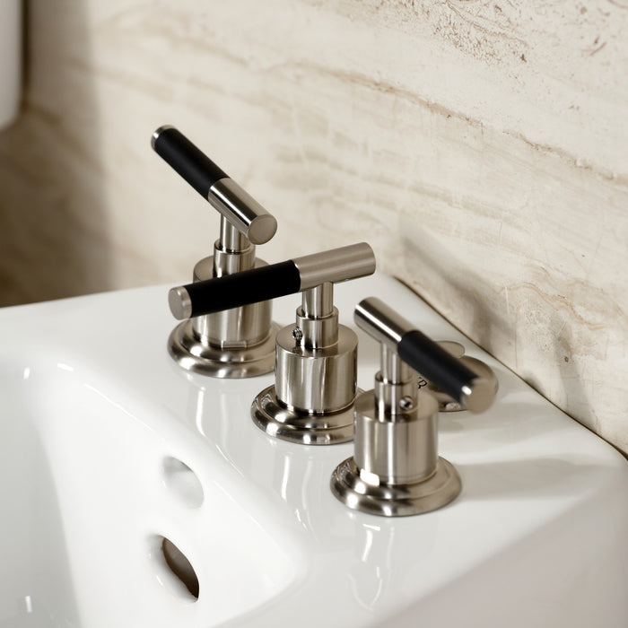 Kaiser KB6328CKL Three-Handle Deck Mount Vertical Spray Bidet Faucet with Brass Pop-Up, Brushed Nickel