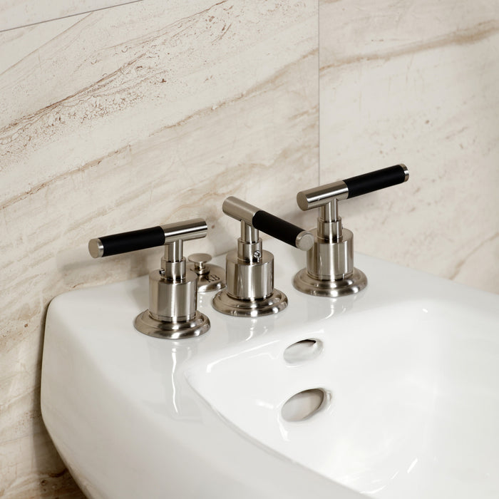 Kaiser KB6328CKL Three-Handle Deck Mount Vertical Spray Bidet Faucet with Brass Pop-Up, Brushed Nickel