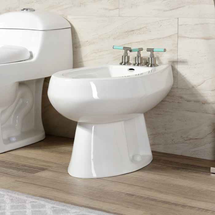 Kaiser KB6328CKL Three-Handle Deck Mount Vertical Spray Bidet Faucet with Brass Pop-Up, Brushed Nickel