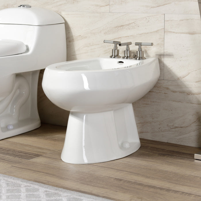 Kaiser KB6328CKL Three-Handle Deck Mount Vertical Spray Bidet Faucet with Brass Pop-Up, Brushed Nickel