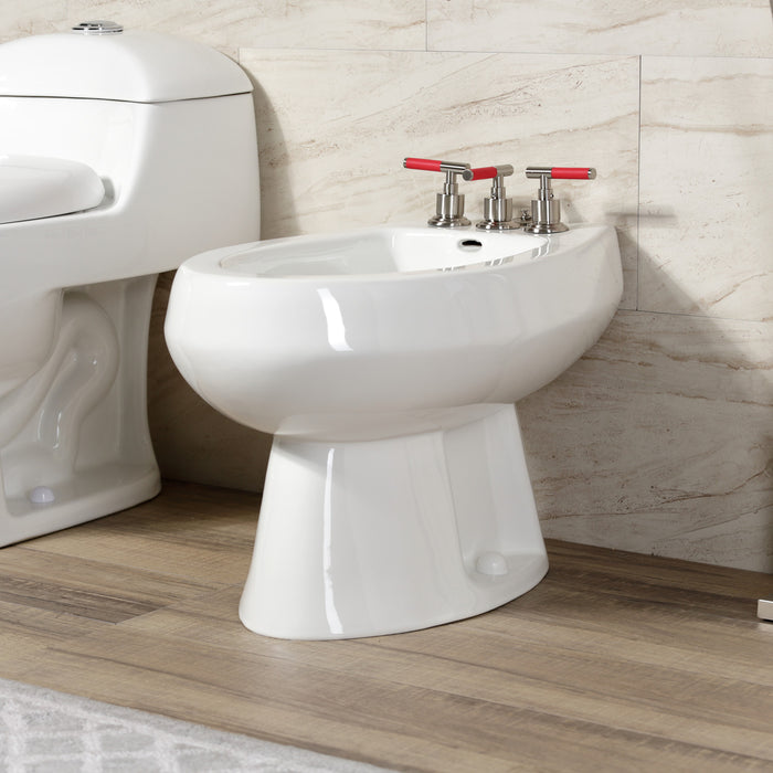 Kaiser KB6328CKL Three-Handle Deck Mount Vertical Spray Bidet Faucet with Brass Pop-Up, Brushed Nickel